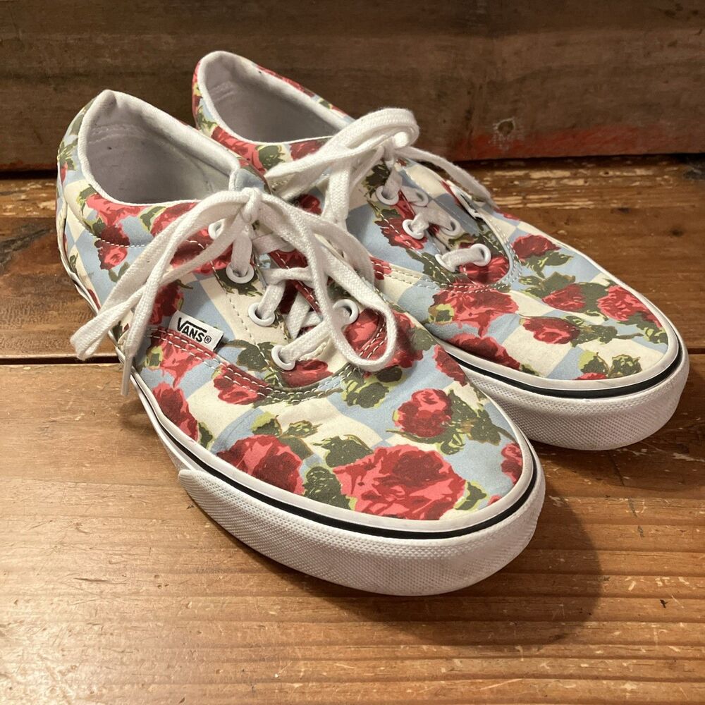 Vans Womens Off the Wall Lace Up Rose Floral Comfort Sneaker Skate Shoes 7.5